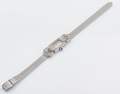 null Watch bracelet of lady, rectangular case out of white gold 18 carats (750 thousandths)...