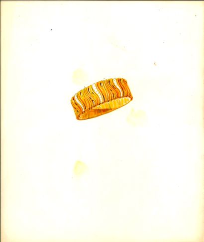 null Lot of 55 drawings of jewelry, gouaches on paper or tracing figuring brooches,...