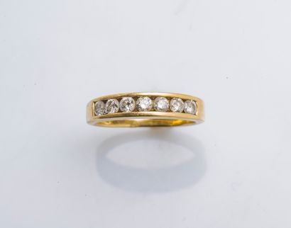 Half wedding ring in yellow gold 18 carats...