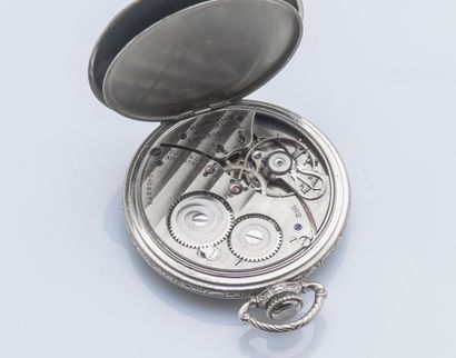 HAMILTON WATCH & Co, 1929 Montre de poche maçonnique en acier, la bande de carrure...