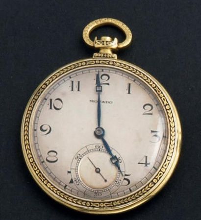 MOVADO (POCHE EXTRAPLATE/OR JAUNE), vers 1930 Montre de poche en or jaune, le boitier...