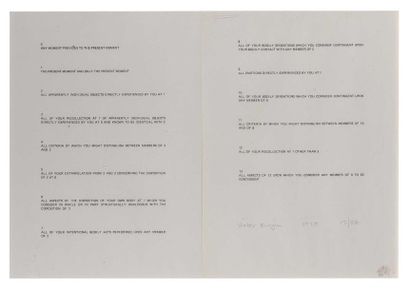 Victor BURGIN (né en 1941) Sans titre, 1970 Sérigraphie en noir et blanc, signée,...