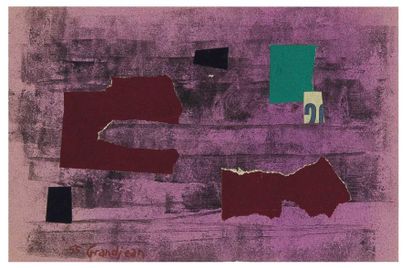 Raymond GRANDJEAN (1929-2006) Abstraction, 1955Technique mixte et collage, signé...