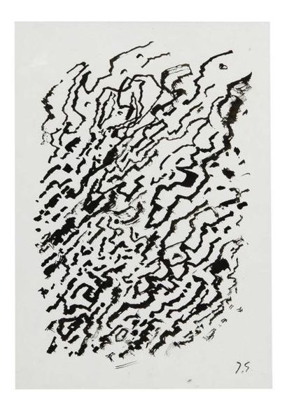 Jacques GERMAIN (1915-2001) Abstraction Encre sur papier, signé du cachet en bas...