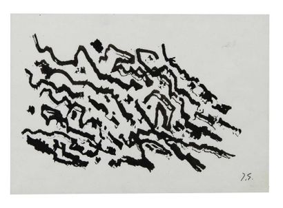 Jacques GERMAIN (1915-2001) Composition Encre noire sur papier, signé du cachet en...