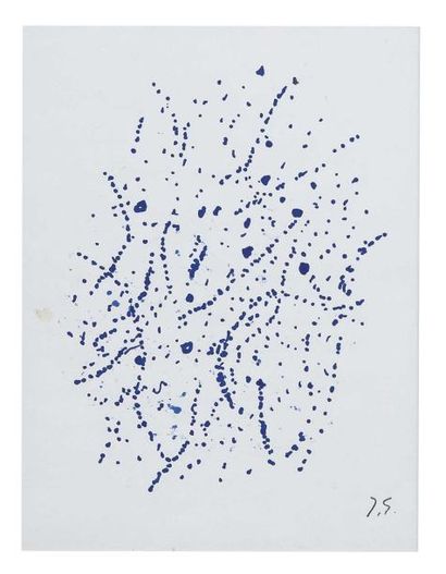Jacques GERMAIN (1915-2001) Composition Encre bleue sur papier, signé du cachet en...