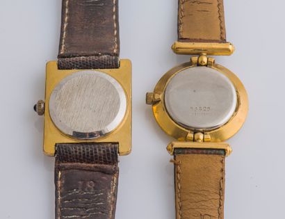 LANVIN LANVIN Paris - Lot of two wrist watches

- Watch in gilded metal, the rectangular...