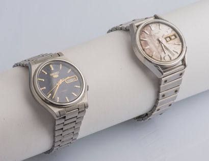 SEIKO SEIKO - Lot of 6 automatic watches: 

-Steel watch ref: 7005-7110, the round...