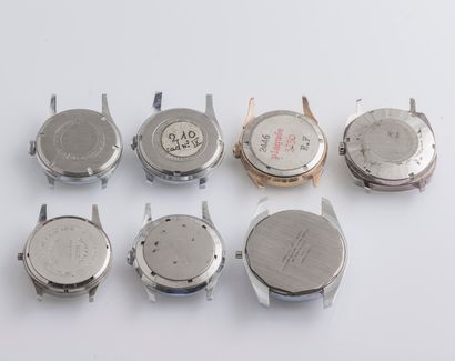 null Lot of seven watch cases from the 1960s and 1970s in steel and gold-plated steel...