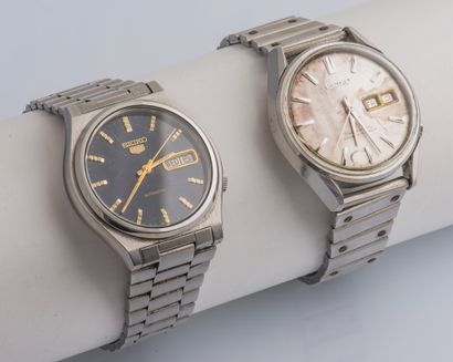 SEIKO SEIKO - Lot of 6 automatic watches: 

-Steel watch ref: 7005-7110, the round...