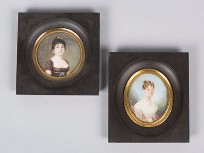 Ecole du XIXème siècle Ecole du XIXème siècle 

Portraits de femmes 

Deux miniatures...