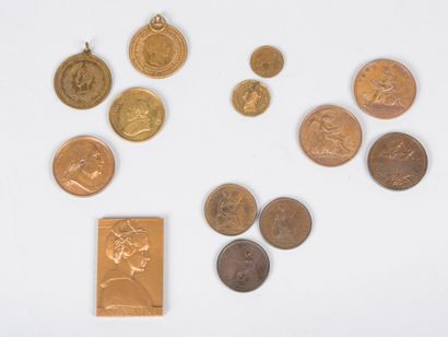 null Lot of 13 various medals, mainly in bronze