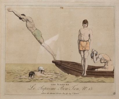 null Lot including:

 - The swimmers, the supreme good-tone n°15, engraving in color

...