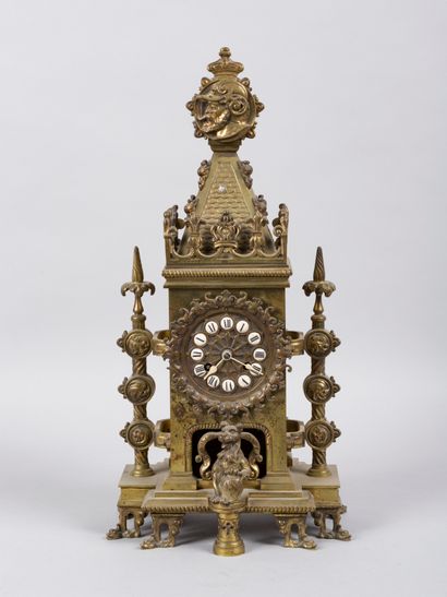 Neo-Gothic gilt bronze clock 

Mechanism...