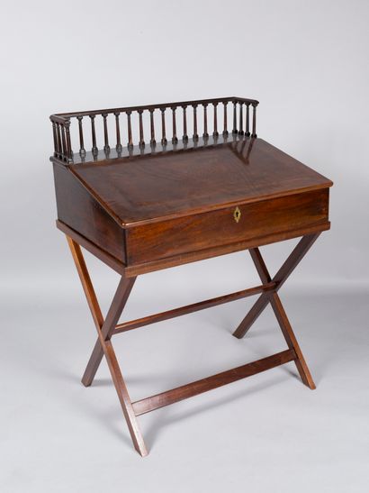 Mahogany and mahogany veneer sloping desk...