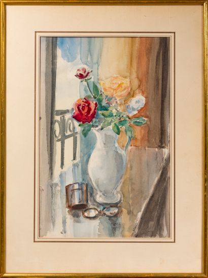 L.P. RENTHOU L.P. RENTHOU

Nature morte au bouquet de roses

Aquarelle, signée en...