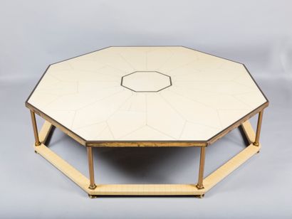 Maison JANSEN House of JANSEN 

Important octagonal coffee table, the top in ivory...