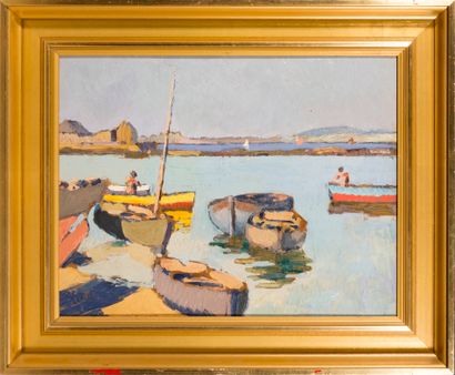 André BALLET (1885-?) André BALLET (1885-?) 

Bateau de pêche 

Huile sur carton,...