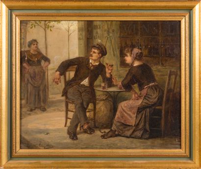 Antony SERRES (1828 - 1898) Antony SERRES (1828 - 1898) 

Couple attablé au café...