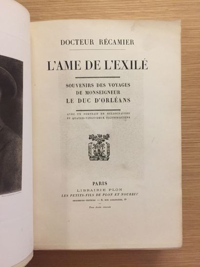 RÉCAMIER RECAMER. The soul of the exile. Souvenirs of the travels of my lord the...