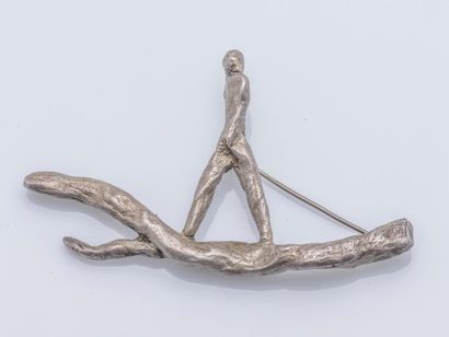 André Hofmann dit SADKO (1945-2016) Brooch sculpture in silver (925 thousandths)...