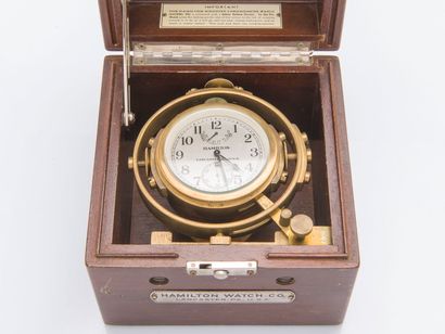 HAMILTON, 1943 Marine chronometer type 22 made in Lancaster in 1943 for the US Navy....