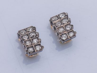 Pair of ear clips of rectangular and curved...