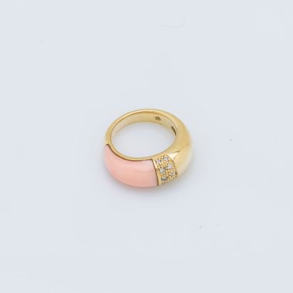 null NOT SOLD
18K yellow gold (750 ‰) domed band ring adorned with two lines of brilliant-cut...