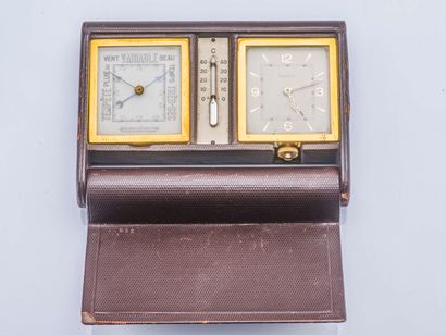 JAEGER-LeCOULTRE vers 1960 Travel alarm clock, Ados type, also making barometer and...