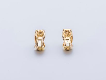 null Pair of yellow gold and white gold 18 carats (750 thousandths) half-creoles...