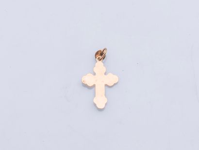 null Pendentif croix en or rose 18 carats (750 millièmes) serti de perles dans un...