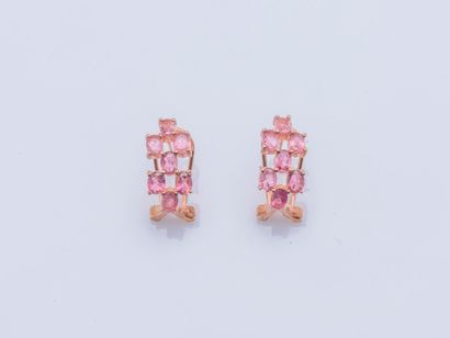 null Paire de boucles d'oreilles en vermeil (925 millièmes) serties de tourmalines...