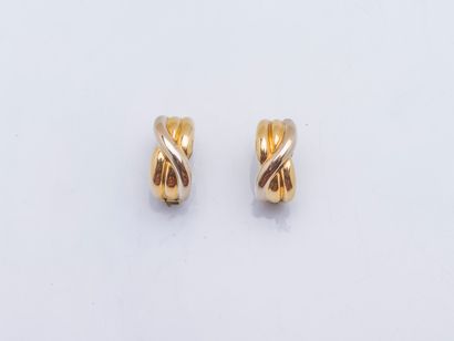 null Pair of yellow gold and white gold 18 carats (750 thousandths) half-creoles...