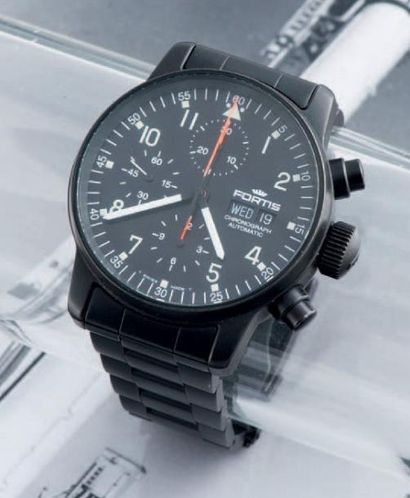 FORTIS (Chronographe Flieger Black / Space Watch), vers 2005 Chronographe de pilote...