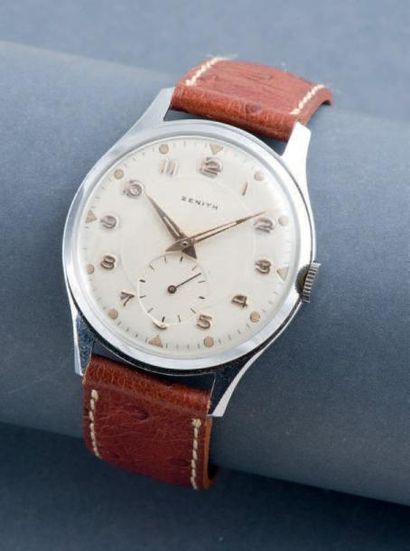 ZENITH (Classique Sport), vers 1950 Montre classique grande ouverture en acier à...