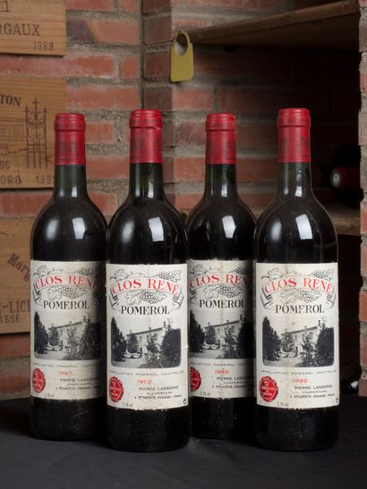 4 bouteilles Clos René, Pomerol 1992
Niveau...