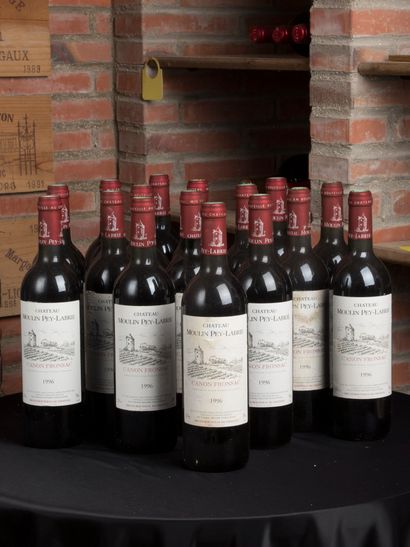 null 16 bouteilles de Château Moulin Pey Labrie, Canon Fronsac, 1996 
Niveau bas...