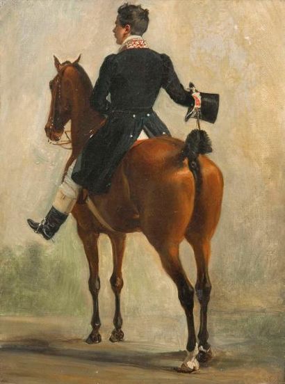 Antoine-Guillaume SHMITZ (1788-1849) PIQUEUX A CHEVAL DE MADAME LA DAUPHINE, Huile...