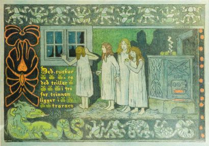 Gerhard Munthe (XX°) CONTE SCANDINAVE Affiche en couleurs, 1921, 55x79 cm