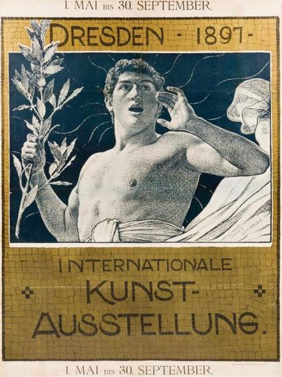 null Exposition Internationale d'Art à Dresdes, Affiche en couleurs, 1897, 98x72...