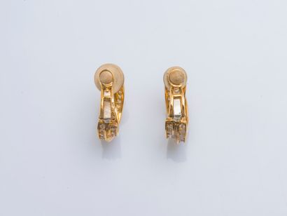 CARTIER Pair of 18K yellow gold (750 ‰) Trinity clip-on hoop earrings formed with...