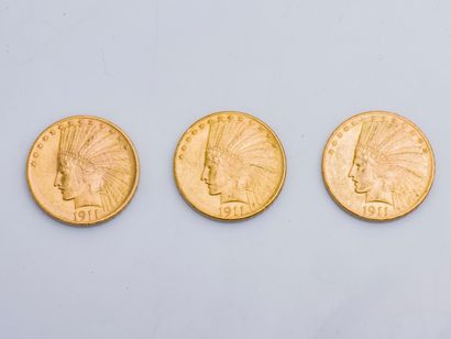 null Lot de trois pièces de 10 dollars US de 1911.
Poids : 50,1 g