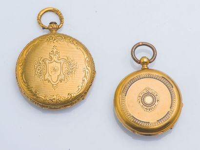 18K yellow gold (750 ‰) pocket watch, the...