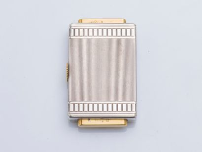 CARTIER Silver (800 ‰) and 18K (750 ‰) yellow gold rectangular shaped bag watch with...