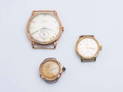 Lot of three 14K yellow and rose gold watch...