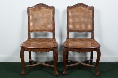 Lot including: two chairs with cane bottom...