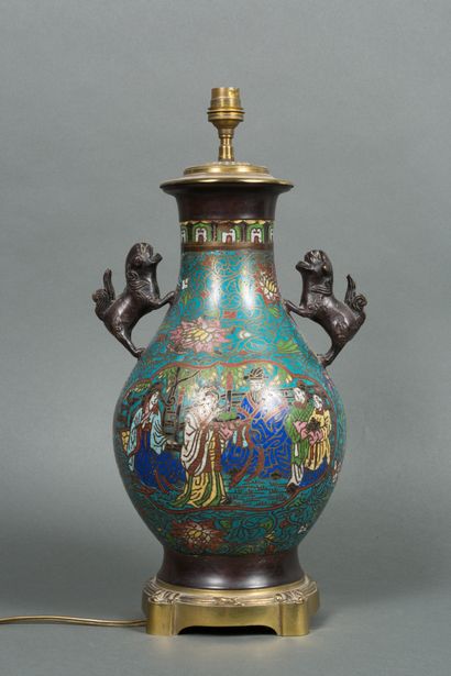 China
Vase of baluster form in cloisonné...