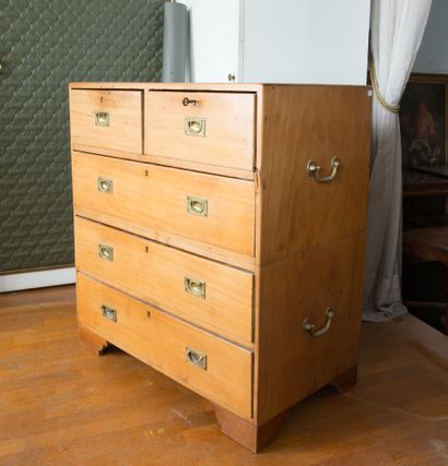 Marine chest of drawers in light wood opening...
