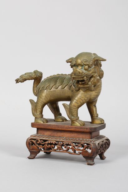 China
Gilded bronze Fô dog on an openwork...