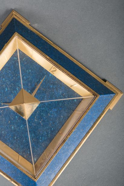 null JAEGER LECOULTRE, About 1970
Table clock forming a pyramid in gilded brass,...